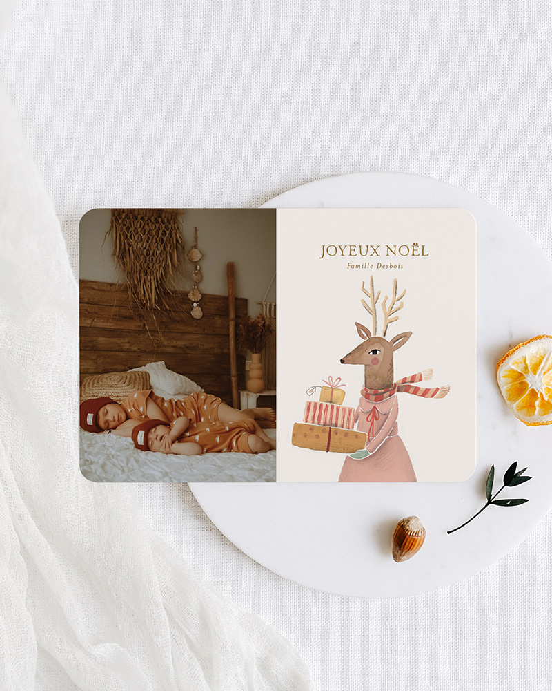 Carte de voeux My dear deer, Collaboration Cotton Bird x Mer Mag.