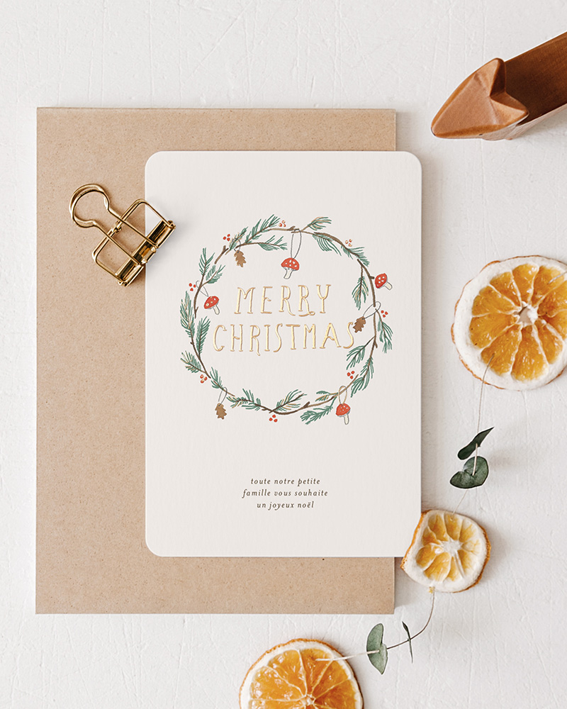 Carte de voeux jolie couronne - winter, Collaboration Cotton Bird x Mer Mag.
