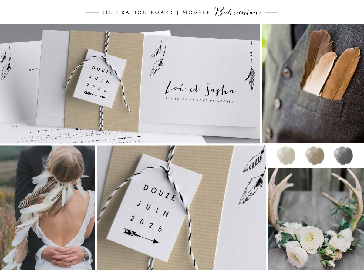 board mariage boho chic modele bohemian