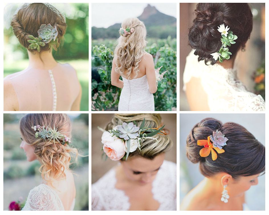 succulentes coiffure mariee