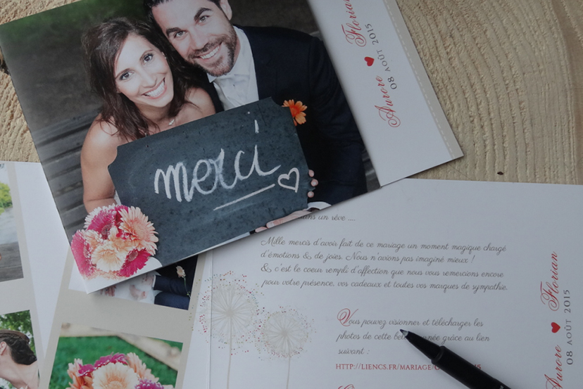 Mariage chic en Alsace: notre carte de remerciements ‘Cabotin’ à l’honneur