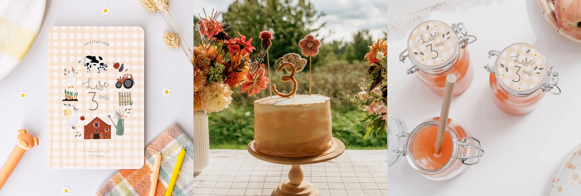 Décoration personnalisée pour anniversaire thème animaux de la ferme