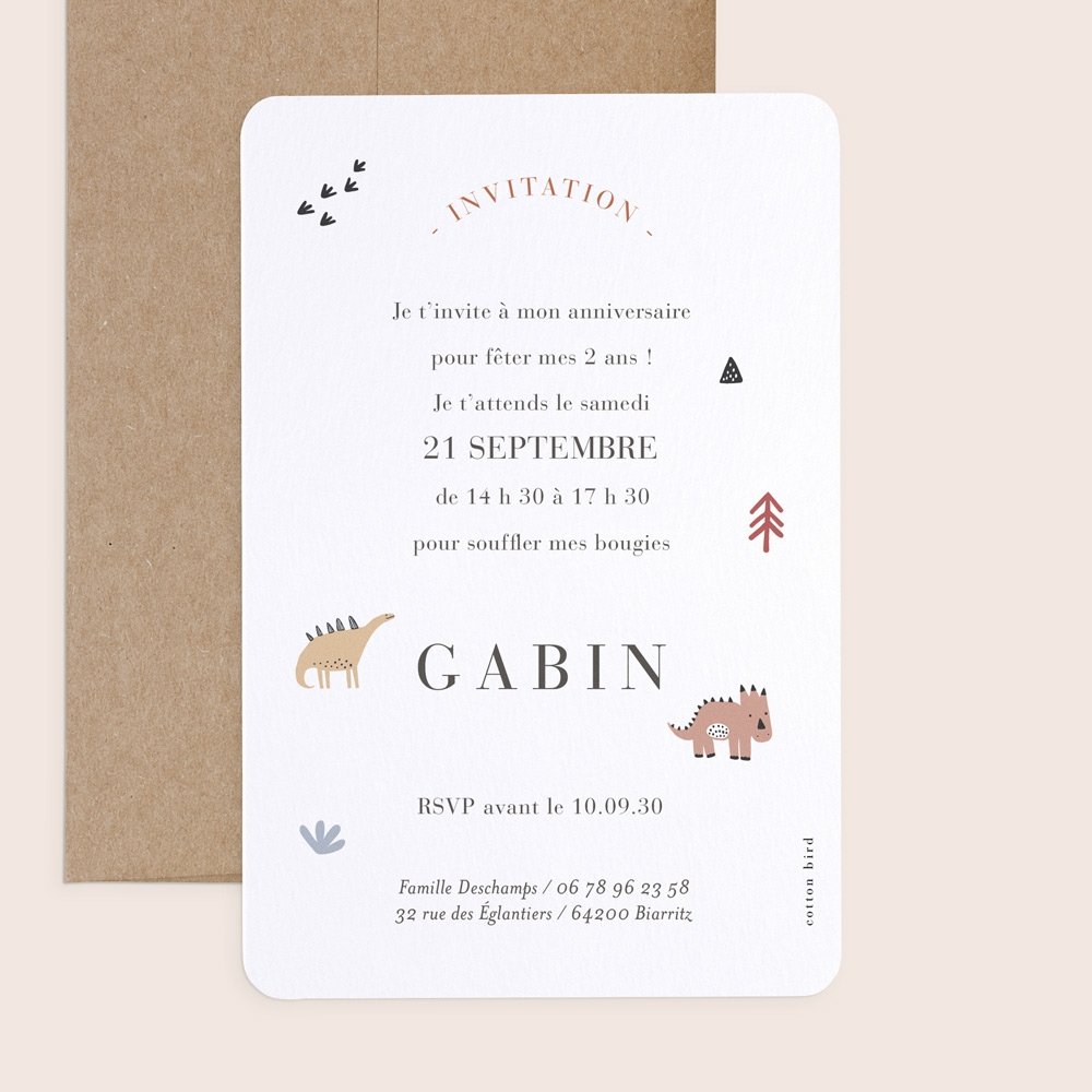 Carte d'Invitation Anniversaire Enfant 2 ans