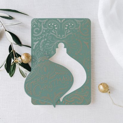 Carte de voeux Décoration vintage - vert émeraude