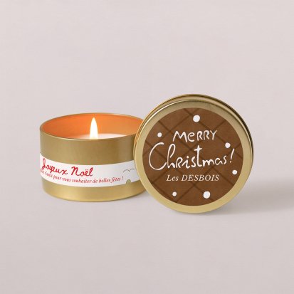 Bougie dorée Noël Pain d’épices