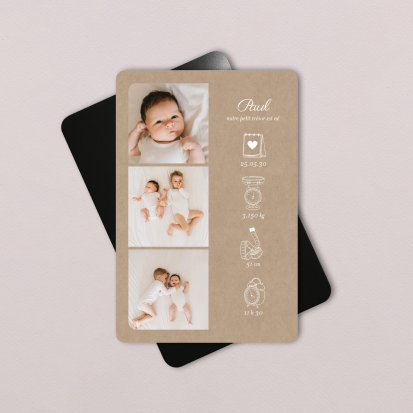 Faire-part naissance Photomaton - kraft