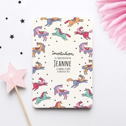 Invitation Anniversaire Licorne - Thème Licorne - Cotton Bird