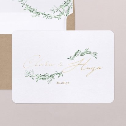 Enveloppes En Papier Vierge, Lettres D'invitation Avec Des Feuilles D' eucalyptus Et Des Fleurs De Coton