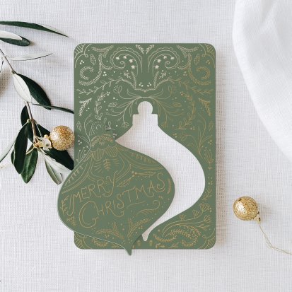 Carte de voeux Décoration vintage - vert forêt