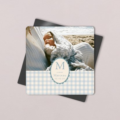 Faire-part naissance Joli vichy - bleu