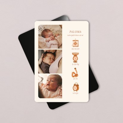 Faire-part naissance Photomaton-terracotta