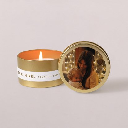 Bougie dorée Noël Flocon précieux