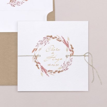 Carte d'invitation mariage ou fête à gratter - fleur champêtre