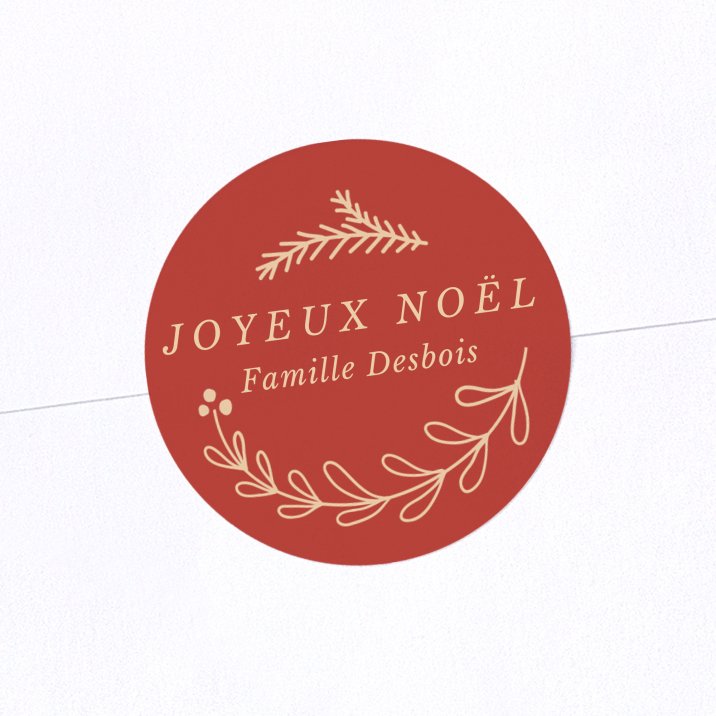 Sticker Noël Décoration vintage - rouge groseille