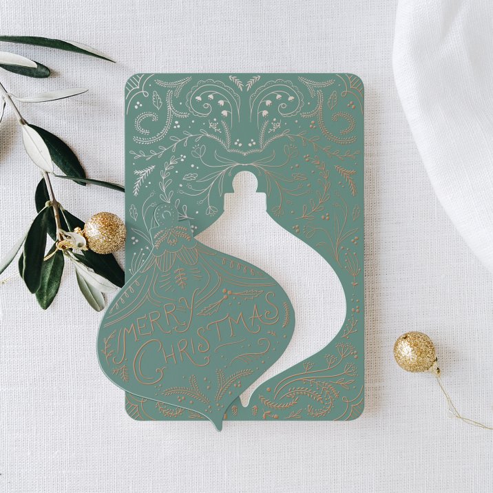 Carte de voeux Décoration vintage - vert émeraude