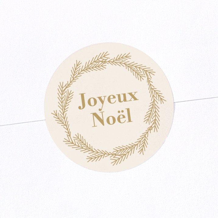 Sticker Noël Décoration ronde - golden crown