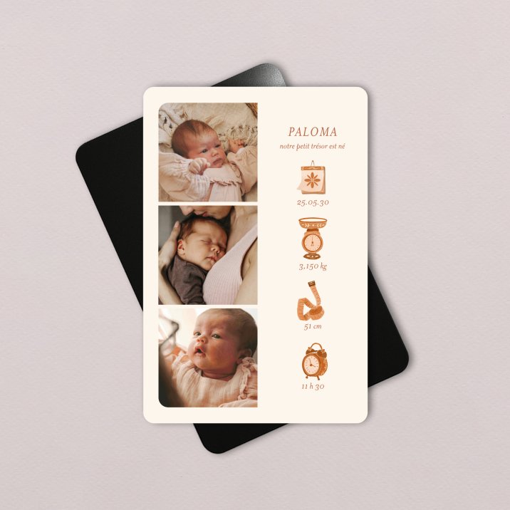 Faire-part naissance Photomaton-terracotta