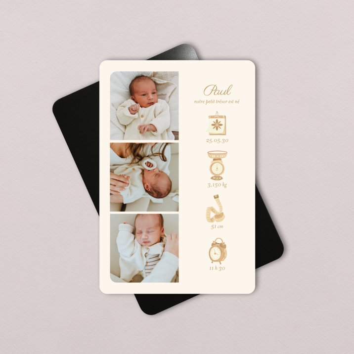 Faire-part naissance Photomaton-ocre