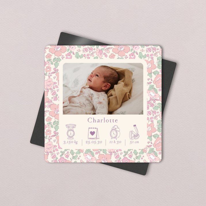 Faire-part naissance Liberty-rosa