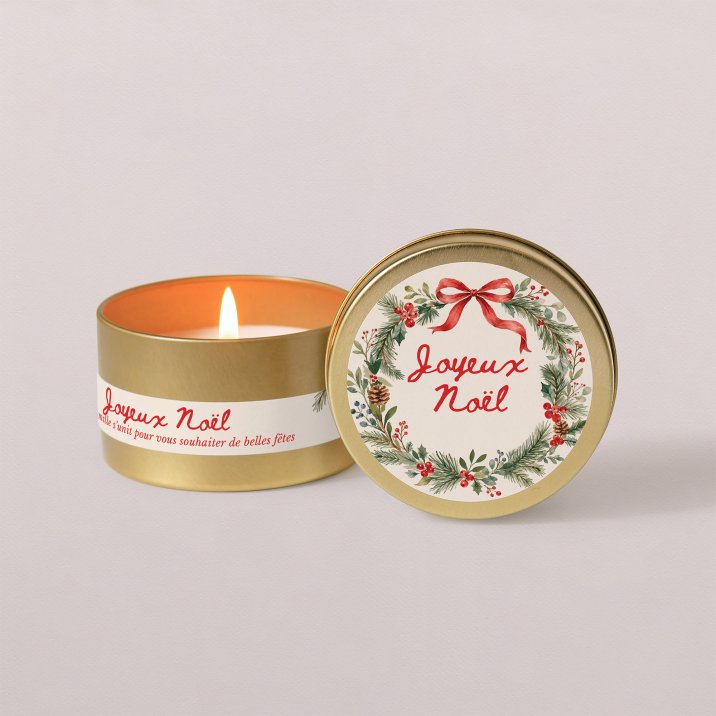 Bougie dorée Noël Décoration ronde - couronne