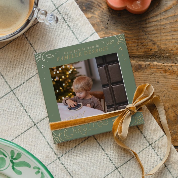 Tablette chocolat Noël Décoration vintage - vert forêt