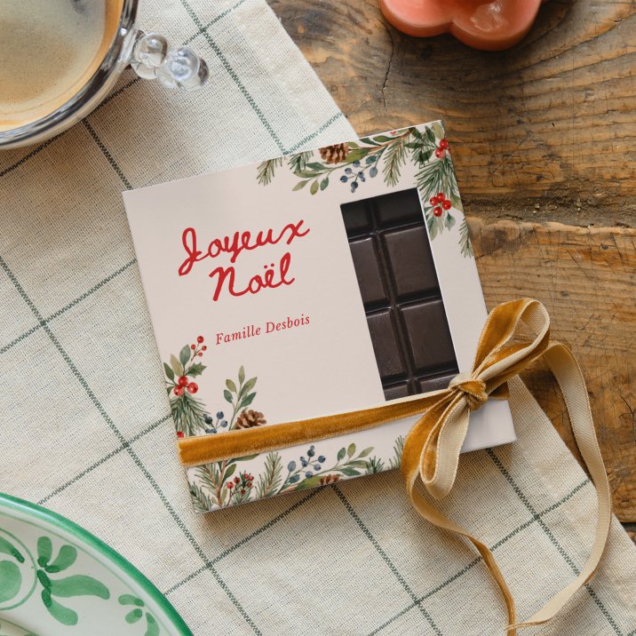 Tablette chocolat Noël Décoration ronde - couronne