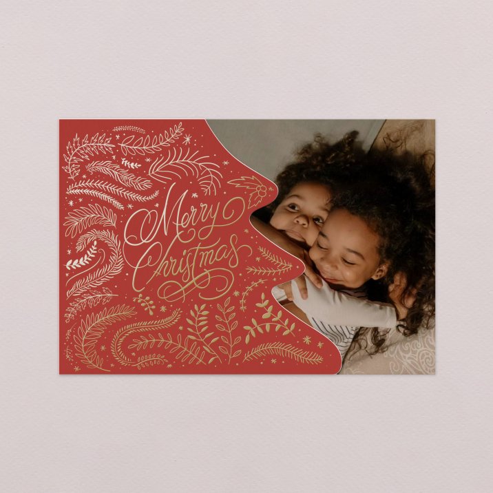 Carte de voeux Mon beau sapin - rouge groseille