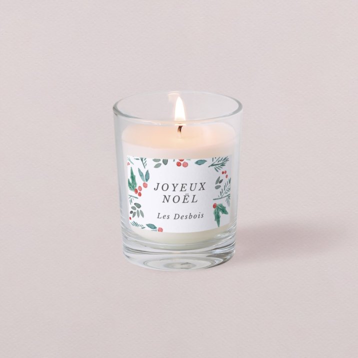 Petite bougie Noël Flocon aquarelle