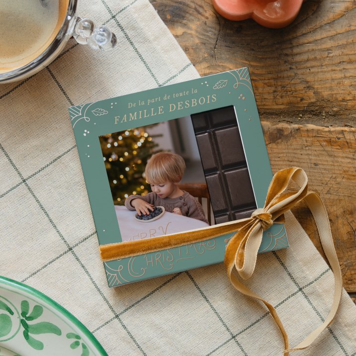 Tablette chocolat Noël Décoration vintage - vert émeraude