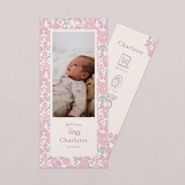 Faire-part naissance Liberty-rosa