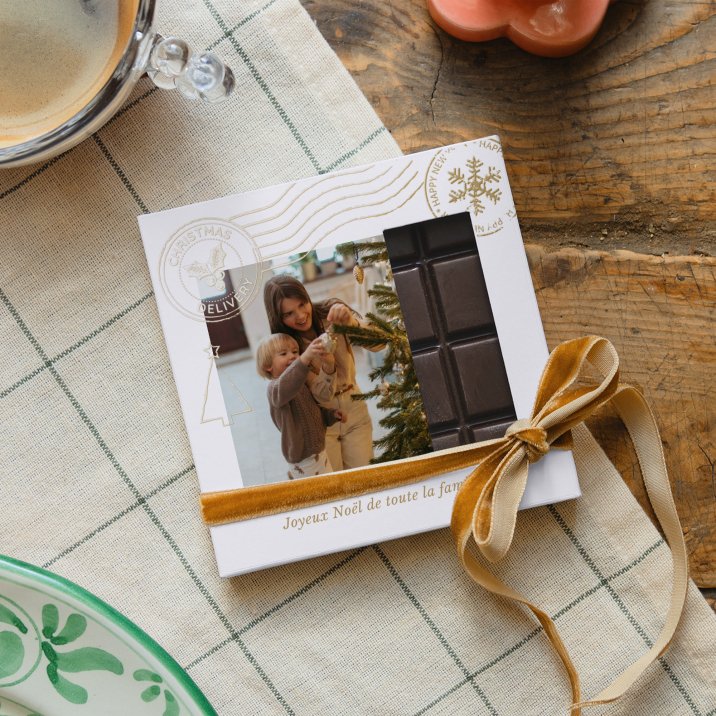 Tablette chocolat Noël Carte postale II - or