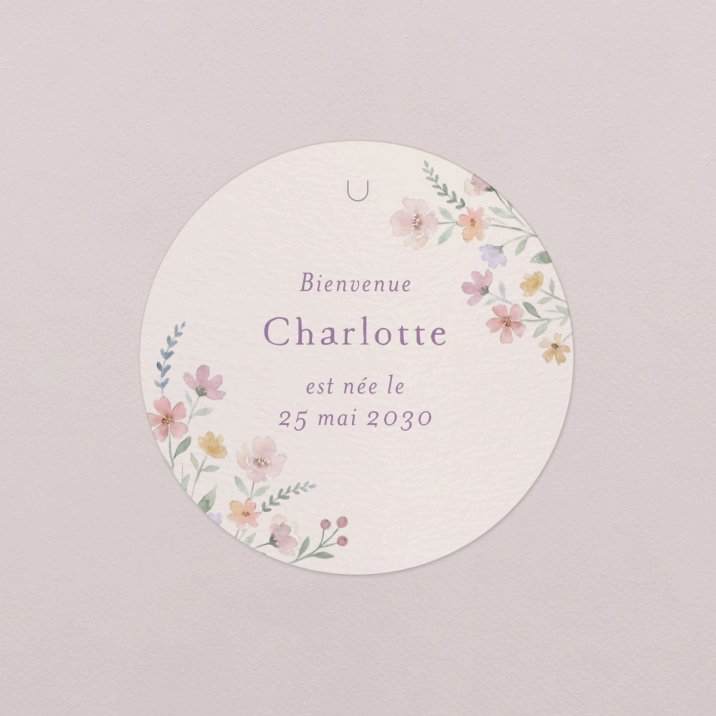 Etiquette ronde naissance Violetta