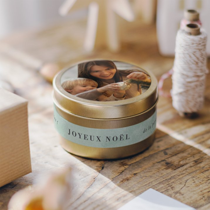 Bougie dorée Noël Marie Louise - houx