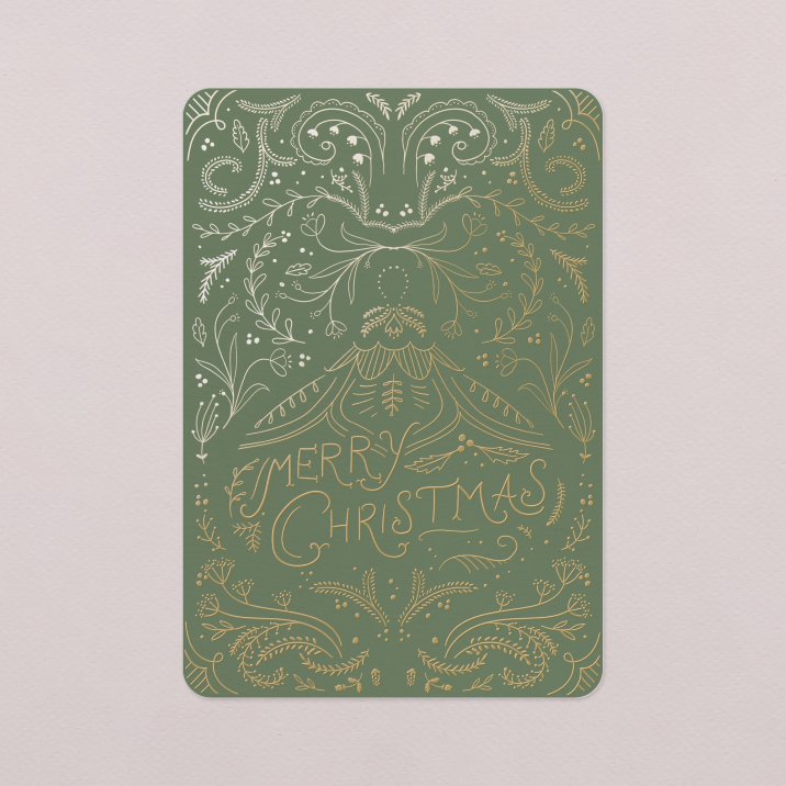 Carte de voeux Décoration vintage - vert forêt