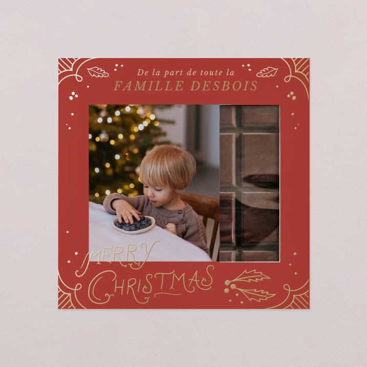 Tablette chocolat Noël Décoration vintage - rouge groseille
