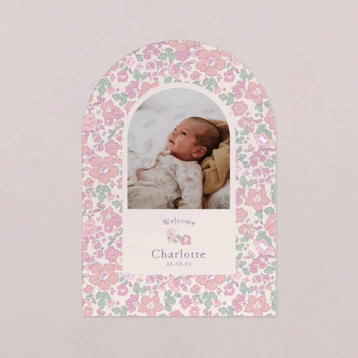 Faire-part naissance Liberty-rosa