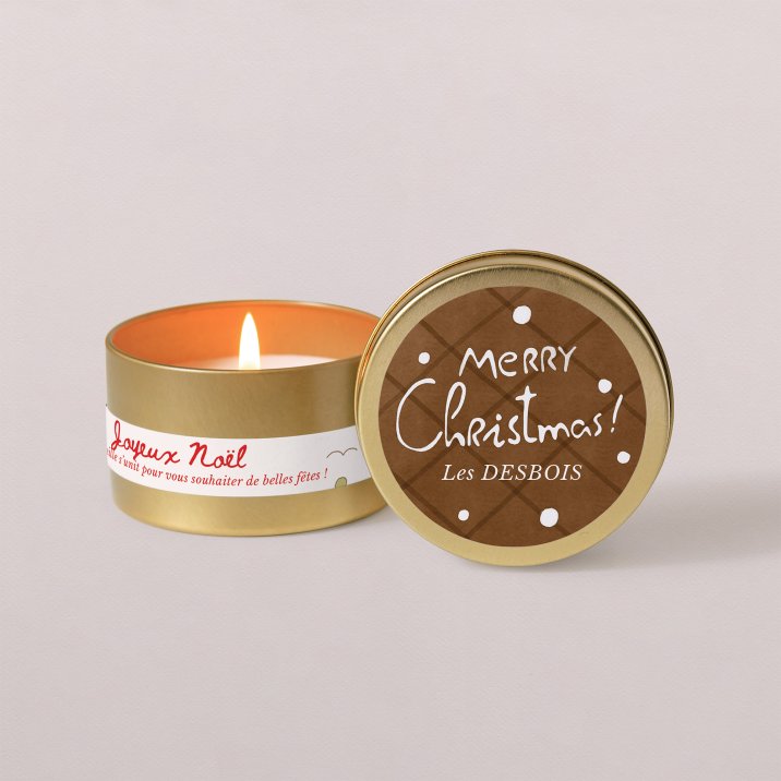Bougie dorée Noël Pain d’épices