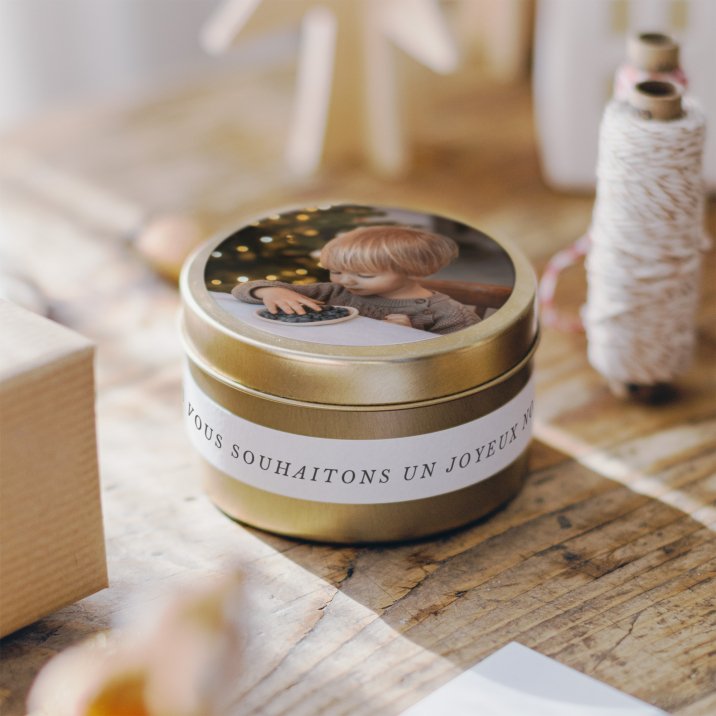 Bougie dorée Noël Flocon aquarelle