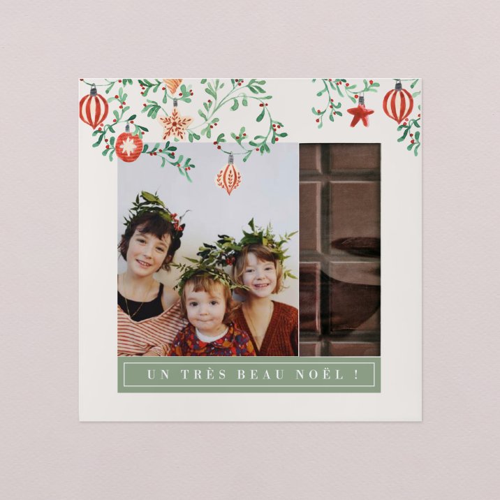 Tablette chocolat Noël Décoration vintage - feuillage de Noël