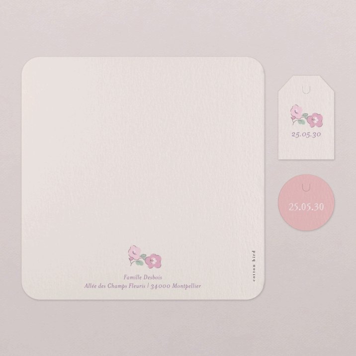 Faire-part naissance Liberty-rosa
