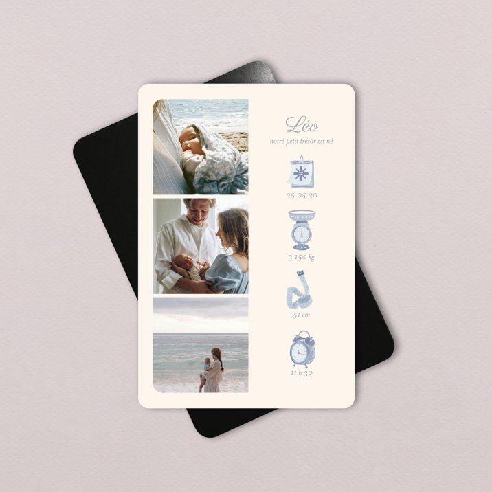 Faire-part naissance Photomaton - bleu