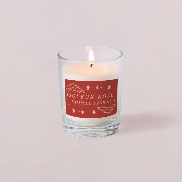 Petite bougie Noël Mon beau sapin - rouge groseille