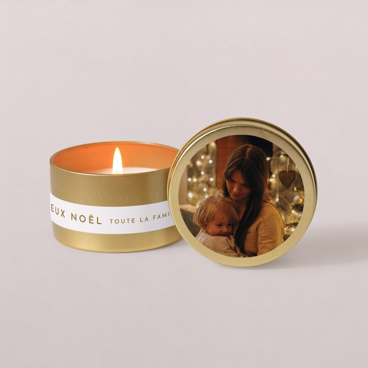 Bougie dorée Noël Flocon précieux