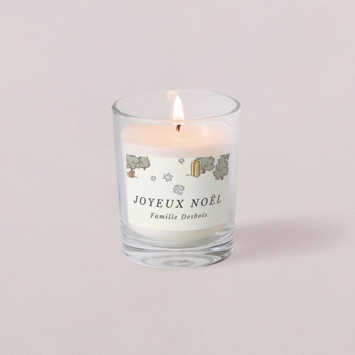 Petite bougie Noël Village enneigé