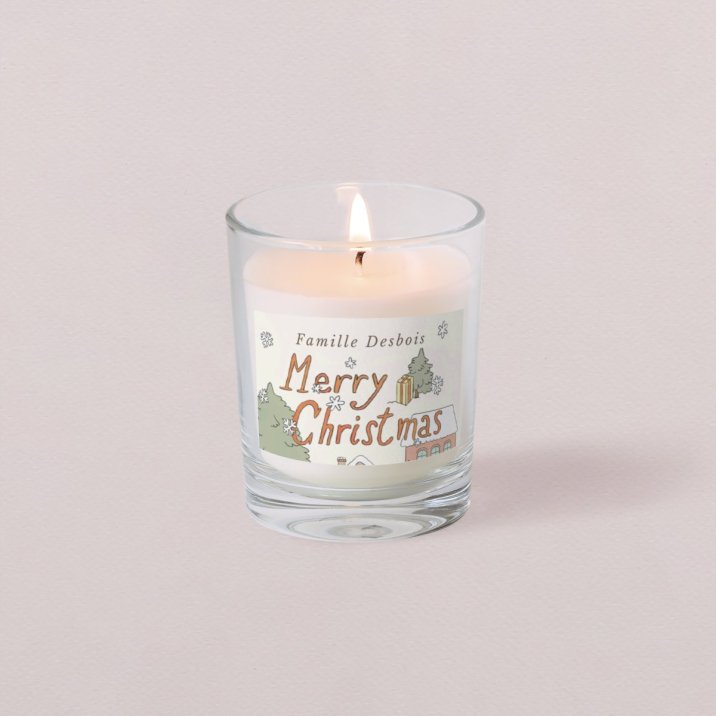 Petite bougie Noël Décoration vintage - village enneigé