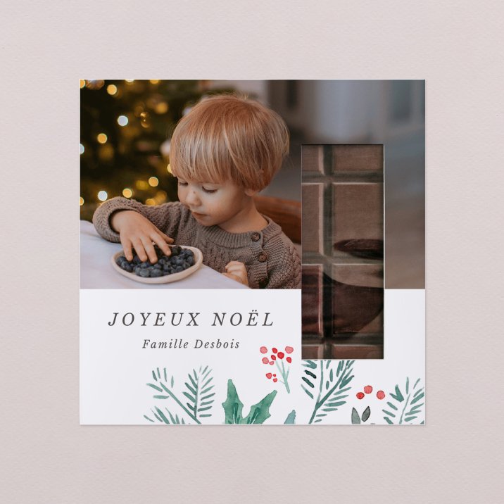 Tablette chocolat Noël Flocon aquarelle