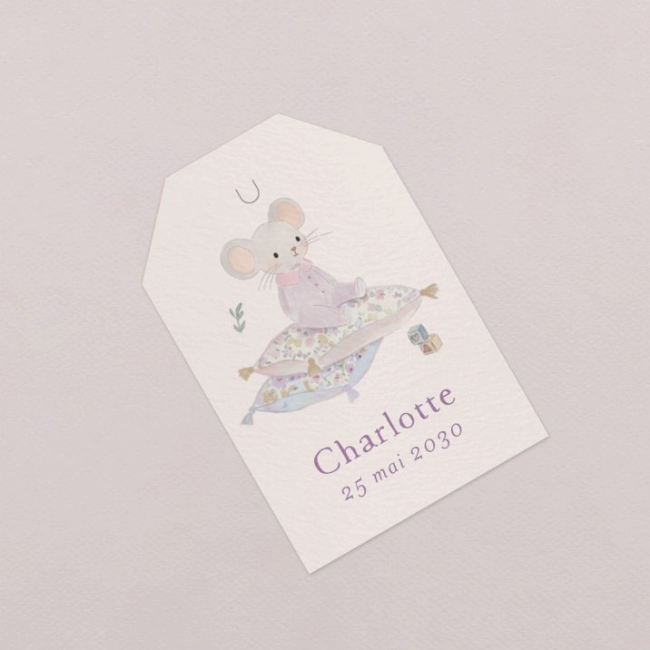 Etiquette carrée naissance Violetta