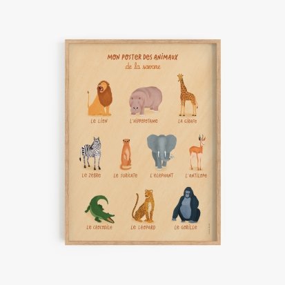Poster des animaux de la savane